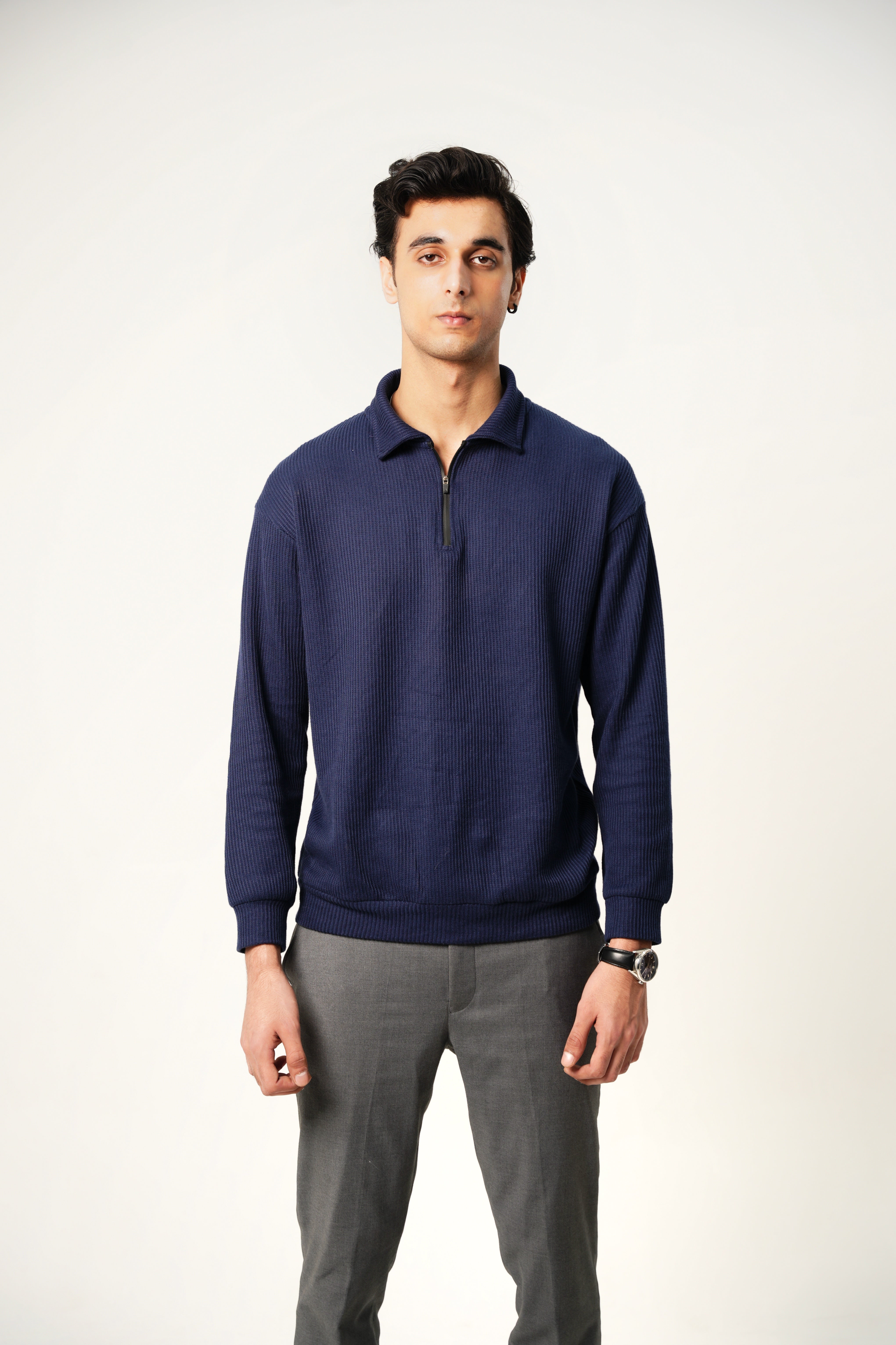 Navy Winter Polo with Zip