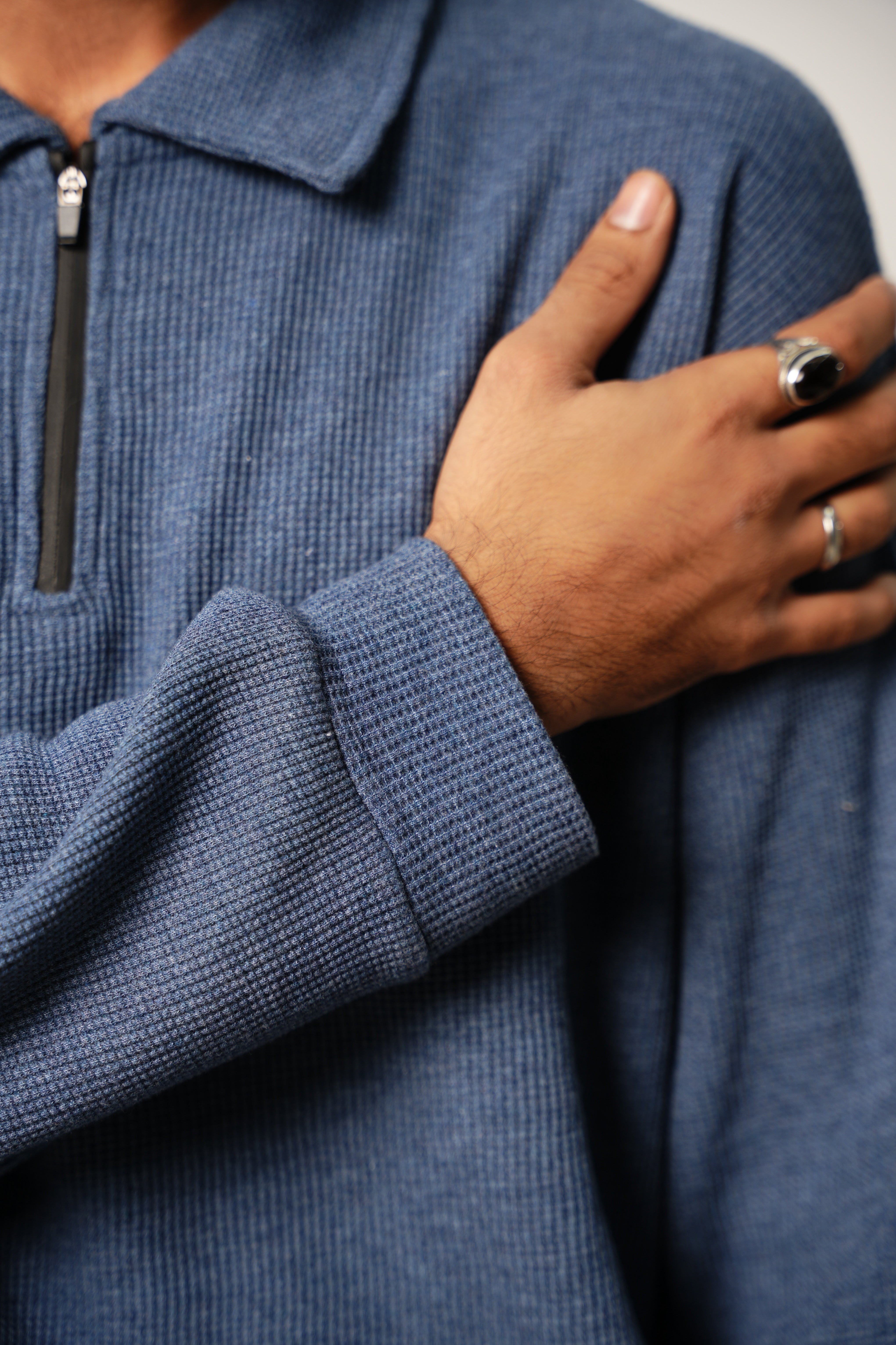 Powder Blue Winter Polo with Zip