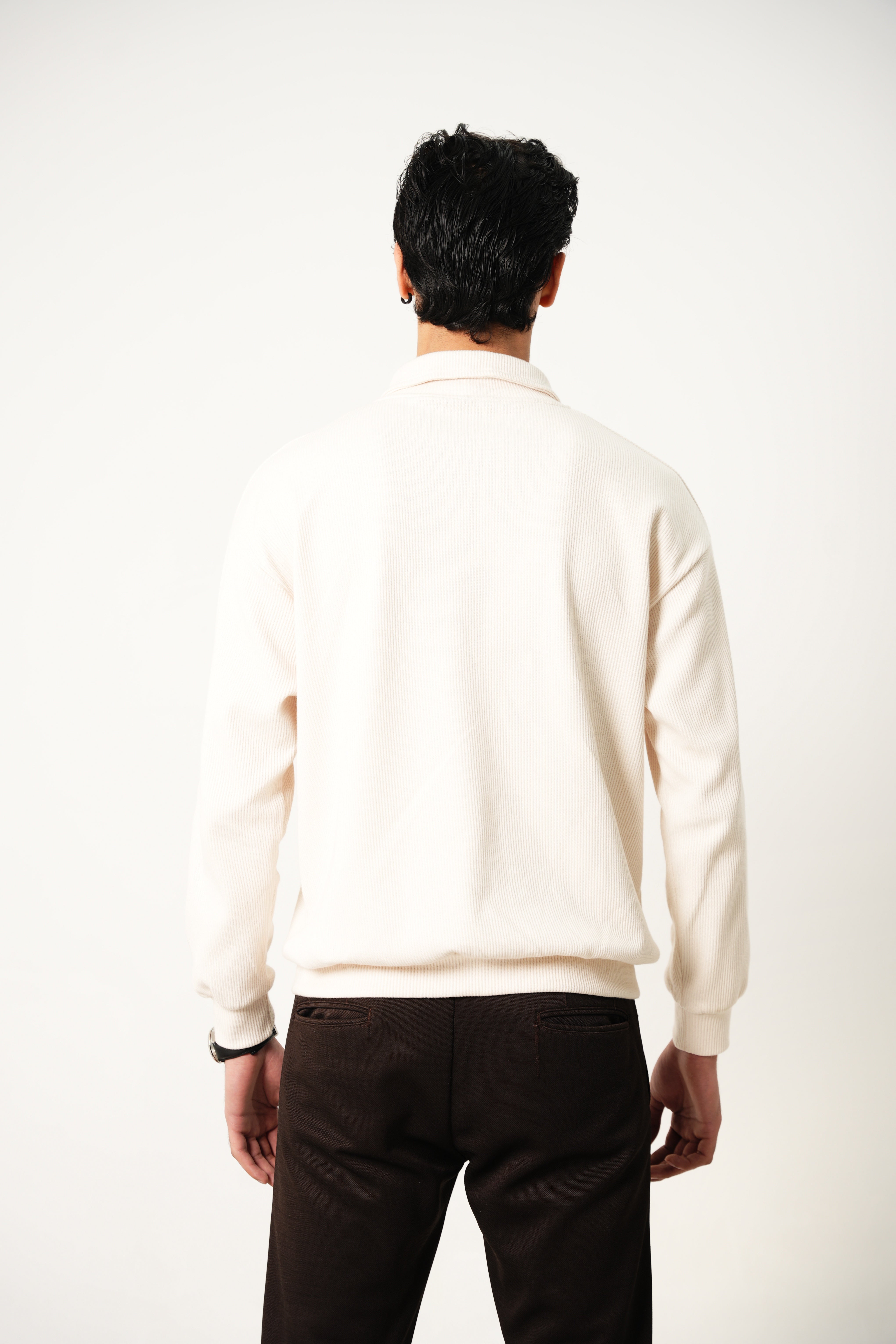 Cream White Winter Polo with Zip