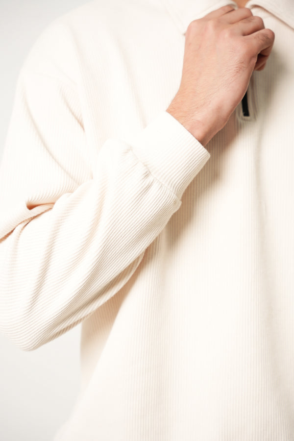 Cream White Quarter Zipper